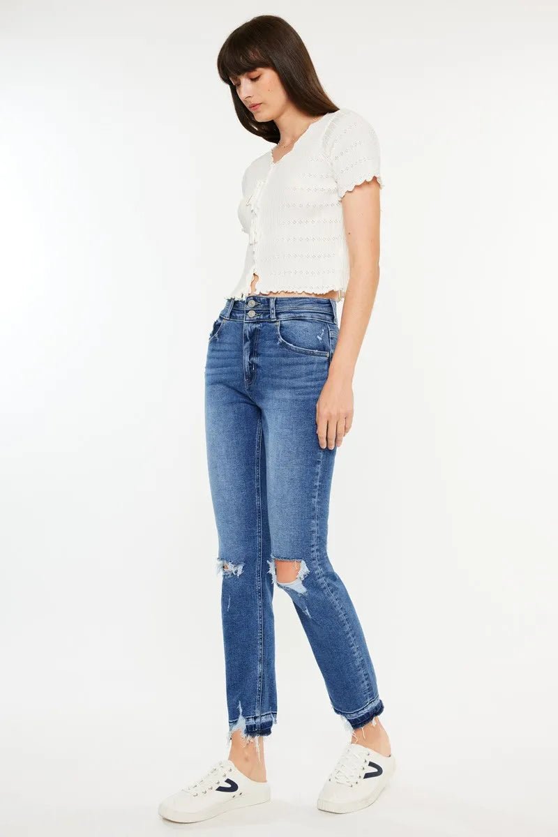 Kancan High Rise Distressed Slim Straight Jeans - Bela Fils BoutiqueBela Fils Boutique
